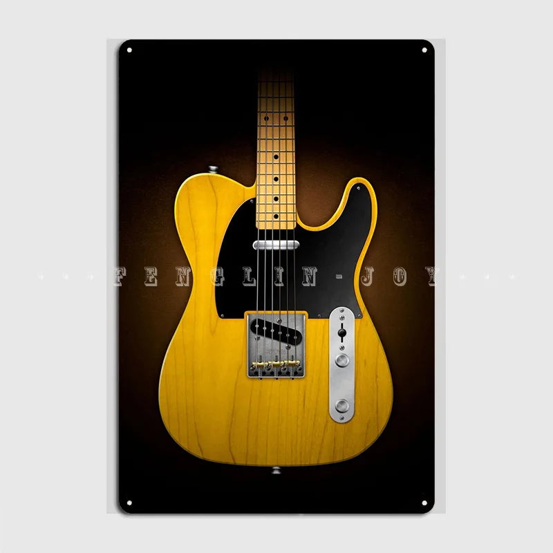 Placa em metal Guitar Classic Tele.