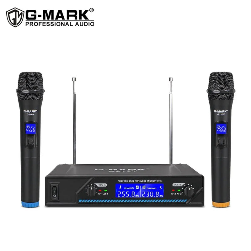 Microfone sem fio G-MARK G210V profissional 2 canais. Para aplicações ao vivo.