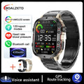 Relógio Rugged Military GPS, Men Bluetooth Call Health Monitoring AI Voice Sports Waterproof.