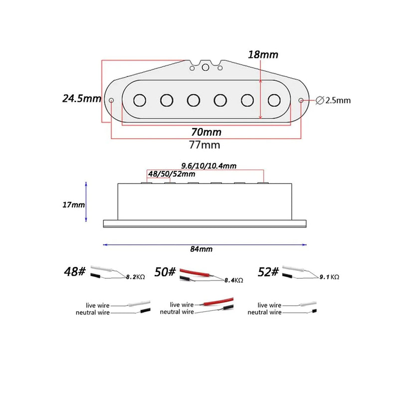 Captadores Alnico V, Guitar Pickup Single Coil, ponte meio e braço. Timbre e sonoridade muito bons.